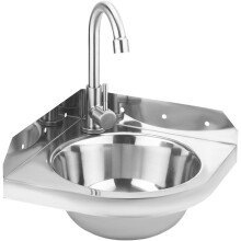 Edelhl 201, lavatório de canto em aço inoxidável, montado na parede, com torneira, design compacto para cozinha ou casa de banho