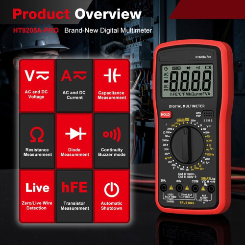 HT9205A Pro Digital Multimeter - High Accuracy Auto-Ranging for Electrical Testing & DIY Projects 2