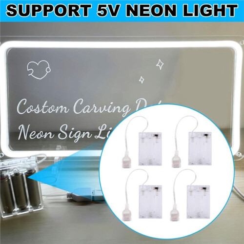 4pcs Battery Pack for 5V LED Transparent USB Light Battery Box Converts USB Lights to Battery-Operated 1