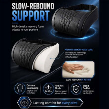 Memory Foam Car Headrest Neck Pillow Ergonomic Auto Neck Cushion Soft Comfortable PU Leather Rest Pillow