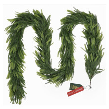 9FT Christmas Norfolk Pine Garland Artificial Greenery Garlands for Mantle Fireplace Stair Holiday Christmas Decorations