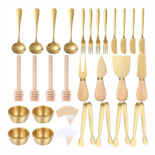 48Pcs Charcuterie Boards Accessories Stainless Steel Serving Utensil Set with Gold Cheese Knives