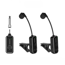 2.4G Wireless Saxophone Microphone, 3.5/6.35mm Clip- Wireless Transmitter & Receiver for Saxophone, French Horn