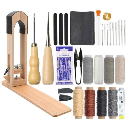 Leathercraft Kit (Includes A Wooden Stitching Clamp) - Ideal for Hand-Stitching, Saddlery, Various Leather DIY Projects
