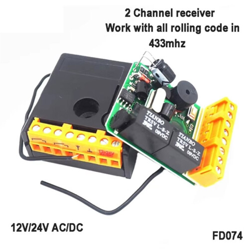 Wireless 2 Channel Garage Door Receiver Remote  Remote Control for Garage Door Work with All Rolling Code 433MHz 2