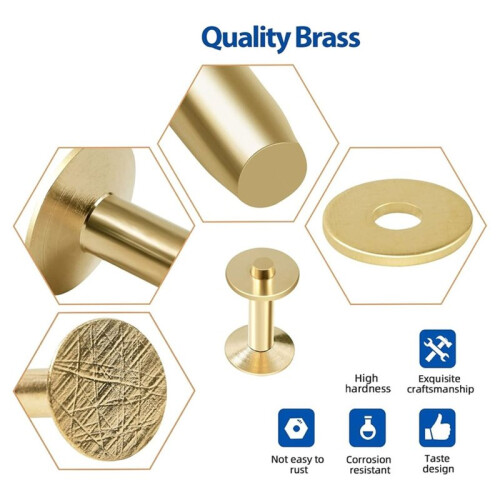Brass Leather Rivet Set with Installation Tools, Multi Sizes Double Cap Rivets Kit for DIY Leather , Bags Repair 1