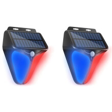 Outdoor Solar Alarms Light 4 Mode Motion Sensor Sound and Light Warning Wall Lights Waterproof Flash Security 2pc