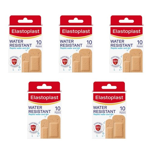 5 x Elastoplast 10 StripsWaterproof Plasters  Strong Breathable First Aid Wound 1