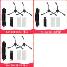 3Conjunto Conjunto de Filtro de Escova de Reposição para Aspirador de Pó Robô 360 S8 S8 , Kit de Acessórios de Escova Lateral Principal