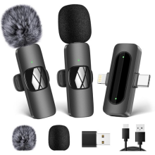 Wireless Lavalier Microphone for iPhone Android PC Laptop Video Mic