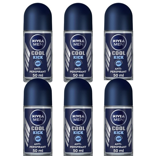 Nivea Men Cool Kick Roll On Deodorant 50ml x6 Bulk Pack Long Lasting 1
