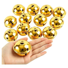 12PCS Large Jingle Bells, 2 Inch Christmas Star Bells Ornament (Golden) Christmas Tree Ornament, DIY