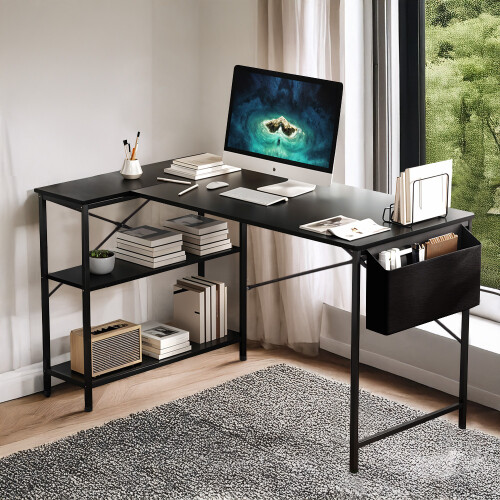 Living And Home L-Shaped Office Desk with Storage Bag 1