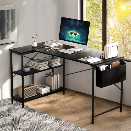 Living And Home L-Shaped Office Desk with Storage Bag