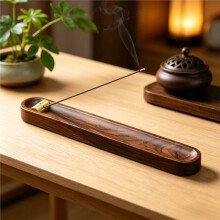Japanese Black Walnut Wood Stick Holder - Adjustable Round Burner for Meditation & Home Decor
