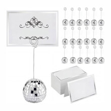 20 Set Disco Table Number Holders Silver, 2 Inch Swirl Wire Place Card Holder 20 Name Tag Photo Stand Wedding Retro