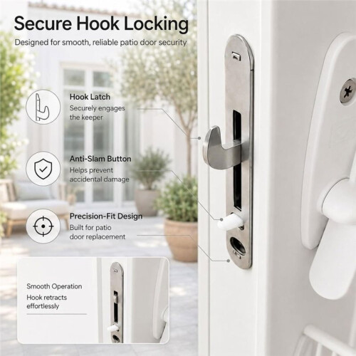 Sliding Door Lock Replacement Kit for Andersen 2-Panel Gliding Patio Doors 1986-Present, Reachout Lock and Receiver 2