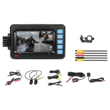 3 Inch Scherm, Waterdicht, 1080p, Motorfiets, Dubbele Lens, Rijrecorder, Locomotief, voor- en Achterkant, Wifi-Rijopname
