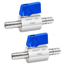 2PCS 304 Stainless-Steel Valve, 10 mm Barb Shut-Off Valve, Pagoda Joint Garden Tap for Water, Gas, Oil