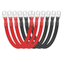 6PCS 2 AWG Battery Cables 6 Inch, Pure Copper Battery Bank and Inverter Cable Set with Tinned Copper 3/8" Lugs Terminals
