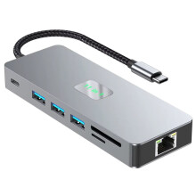 11 in 1 Type C Docking Station USB-C to 4K 60hz -Compatible VGA 1000Mbps RJ45 Ethernet Multi USB3.0 Hub ,3.5mm Audio