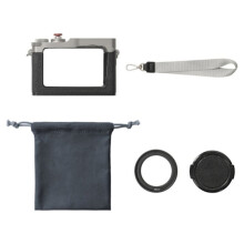 Retro Camera Cage for Osmo Action 6 Aluminum Frame with Cold Shoe 49mm Filter Adapter and Neck Strap