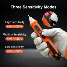 Voltage Tester, Non-Contact Voltage Detector, Electrical Tester, 3 Ranges AC 12V/48V/70V-240V, Live/Null Wire Tester