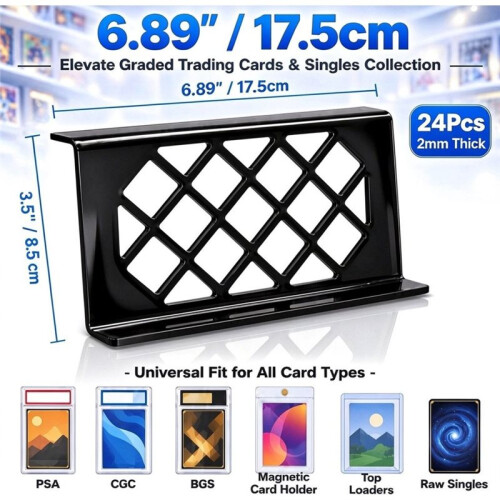 24 Pcs Card Risers for Display Case, Black Trade Card Risers Display Case Risers for Trading Card, Display Stand
