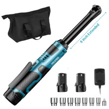 SEESII verlengde ratelmoersleutel, 3/8 inch, 54 Nm, draadloos met 2 oplaadbare accu's voor autoreparatie