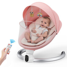 Babybalansje, elektrische babywieg met Bluetooth en app, 5 zwaaihoeken, Rose