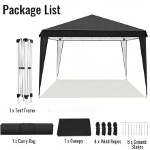 Pop-up tent, 3x3m, zwart, waterdicht Oxford 420D stof, voor tuin en strand