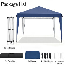 OnBuy opklapbare partytent, 3x3m, waterdicht PU-gecoat 420D Oxford stof, blauw marine, voor tuin en strand