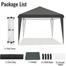 Pop-up partytent, 3x3m, waterdicht en UV-bestendig, donkergrijs, voor tuin en strand