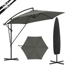 WOLTU parasol, 310x310 cm, inklineerbaar met handwiel, waterdicht, donkergrijs