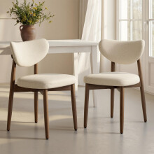 VASAGLE Set of 2 Fabric Dining Chairs, Solid Wood Legs