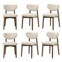 VASAGLE Set of 6 Fabric Dining Chairs Bundle, Solid Wood Legs, Beige