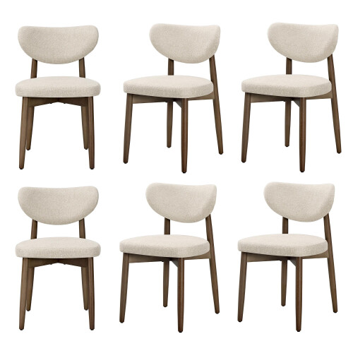VASAGLE VASAGLE Set of 6 Fabric Dining Chairs Bundle, Solid Wood Legs, Beige