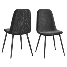 VASAGLE Dining Chairs Set of 2, Metal Frame, PU Leather, Chenille Fabric