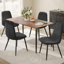 VASAGLE Dining Chairs Set of 4, Metal Frame, PU Leather, Chenille Fabric