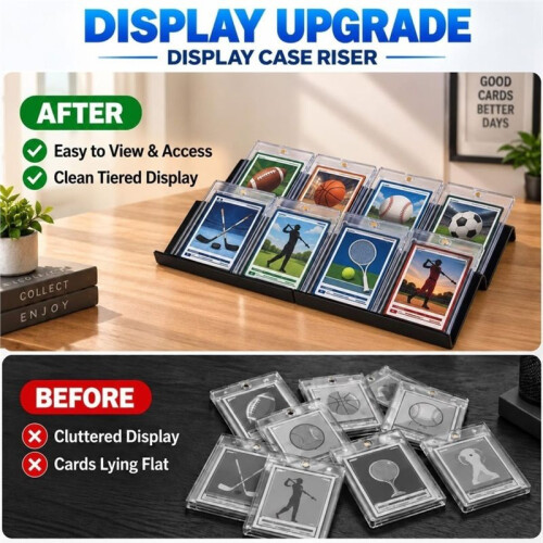 24 Pcs Card Risers for Display Case, Black Trade Card Risers Display Case Risers for Trading Card, Display Stand 2