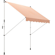 Outsunny toldo manual retráctil naranja, 300x150 cm, altura ajustable 170-280 cm, para jardín y terraza