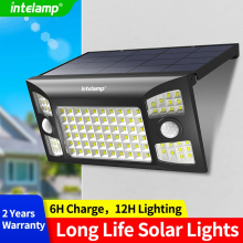 Intelamp zonnepaneel buitenlamp, 1300LM, 4000mAh accu, met dubbele bewegingssensor voor tuin en pad