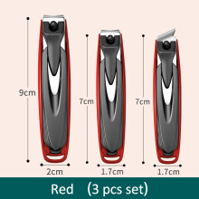 Nagelknipser mit Anti-Spritz-Funktion, Edelstahl, abnehmbares Design, Maniküre-Werkzeug in Rot, 3er-Set