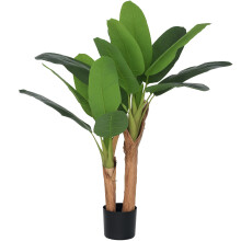 HOMCOM planta artificial de bananero, 15 hojas verdes, 120 cm de altura con maceta