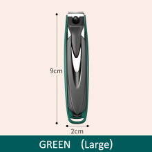 Nagelknipser aus Edelstahl, Anti-Spritz-Funktion, abnehmbares Design, grün, Größe Large