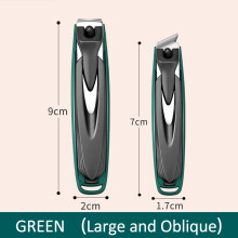 Nagelknipser aus Edelstahl, Anti-Spritz-Funktion, abnehmbares Design, grün