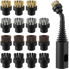 Juego de 17 Piezas de Accesorios para Limpiador A para Dupray: 1 Boquilla y 16 Cepillos (Latón, Acero, Nailon, Crin de Caballo)