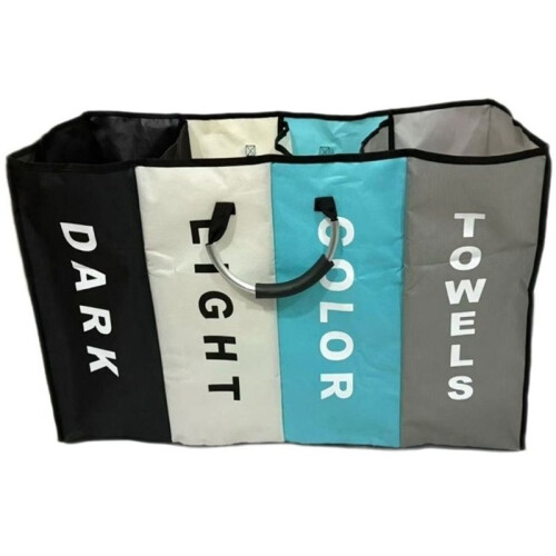 Large Capacity 4-Section Laundry Hamper,Foldable Oxford Fabric Sorting Basket with Handles for Laundry, Toys