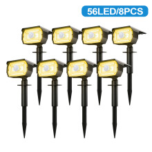Zonnepanelen schijnwerpers, set van 8 stuks, 56 LED, waterdicht, met bewegingssensor en 3 lichtmodi voor buitenverlichting