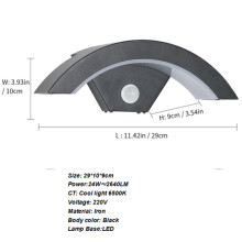 Aplique de pared LED exterior, 24W, luz blanca cálida 3000K, aluminio, impermeable, para jardín y terraza